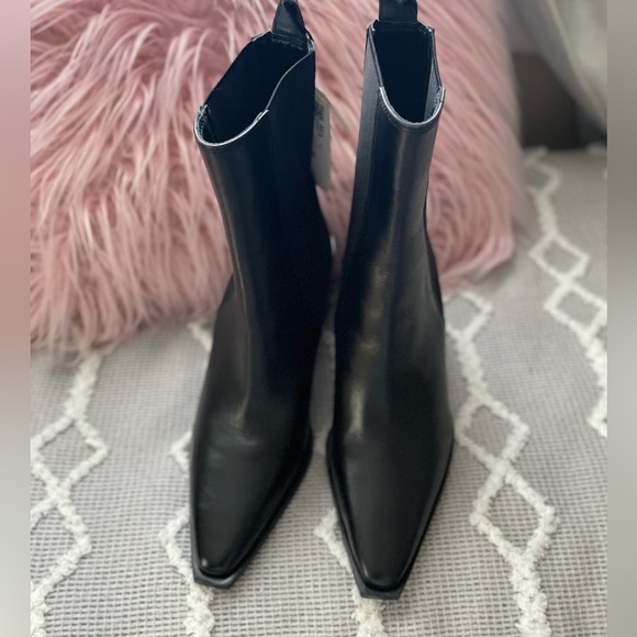 NWT ZARA Ankle Boot Leather Black Size 6 - Picture 4 of 5